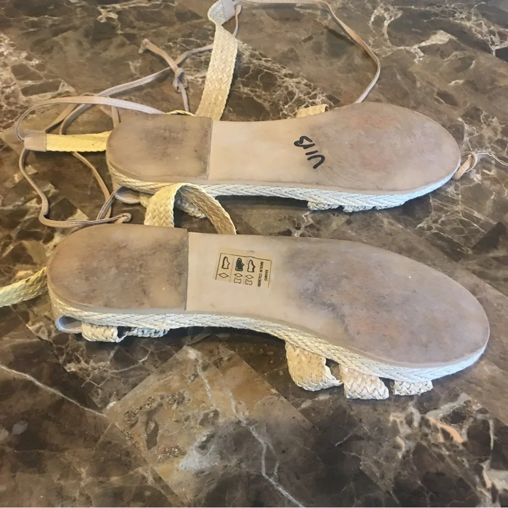 Kaanas Neith Lace Up Raffia Espadrilles in Natural